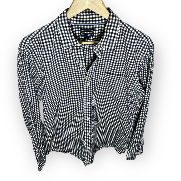 Gap Men Classic Cabin Blue & White Checked Vintage Wash Button-Up Shirt M - Picture 11 of 11
